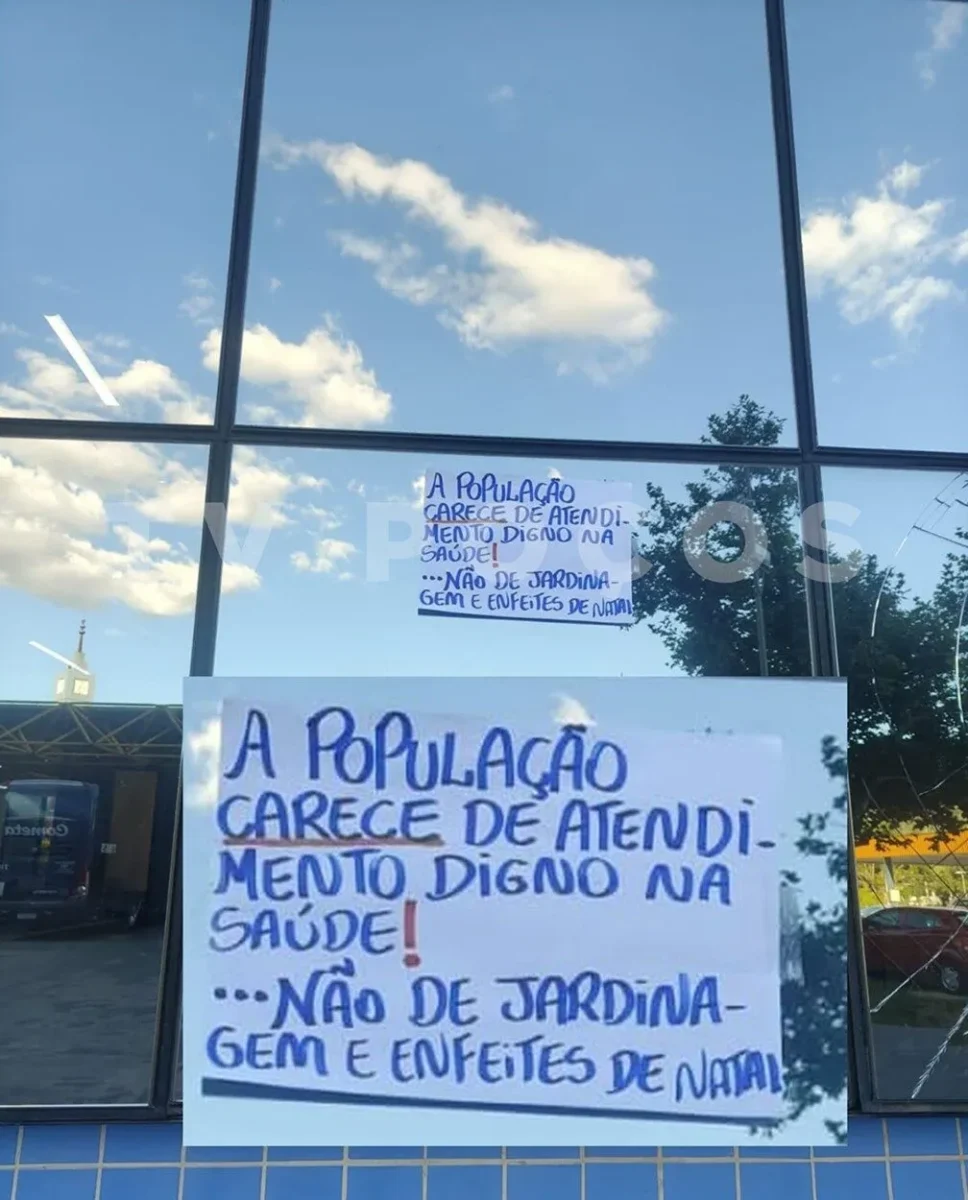 Cartazes de protesto expõem insatisfação de profissionais da saúde no Centro Administrativo