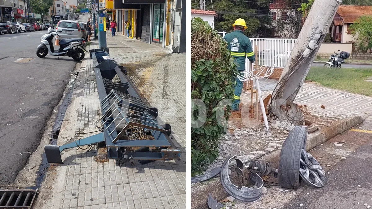 Domingo de estragos: dois postes comprometidos em Poços